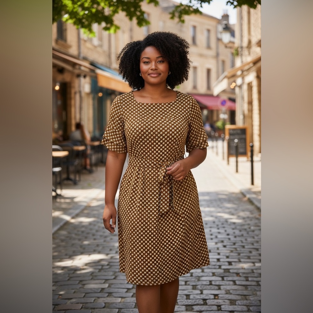 Chic Polka Dot Dress in Mustard by Loft